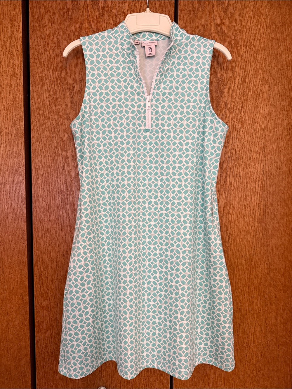 Tommy Bahama mint & White Sleeveless Zip-Front A-Line Dress